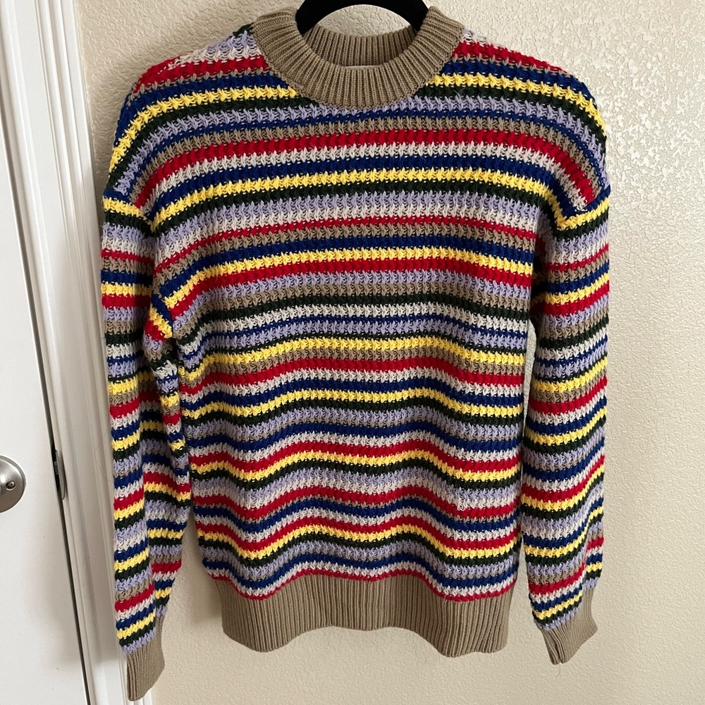 Zara Striped Rainbow Multicolor Striped Knit Crewneck Sweater Size 11-12 Years